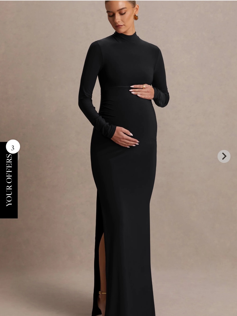 Club L London Black Long Sleeve Maternity Gown